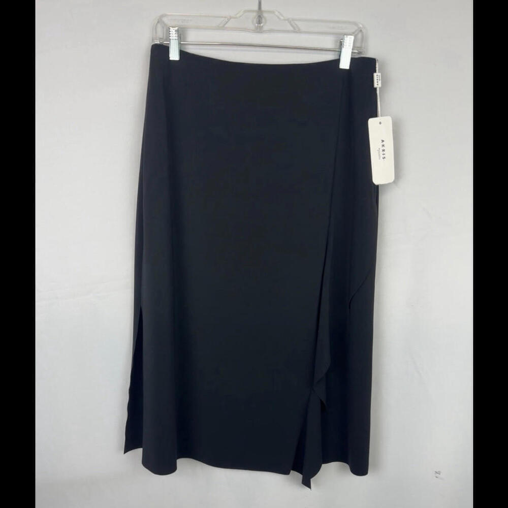 Akris Punto Laser Cut Crepe Midi Skirt Black Size 8 US, 30 W